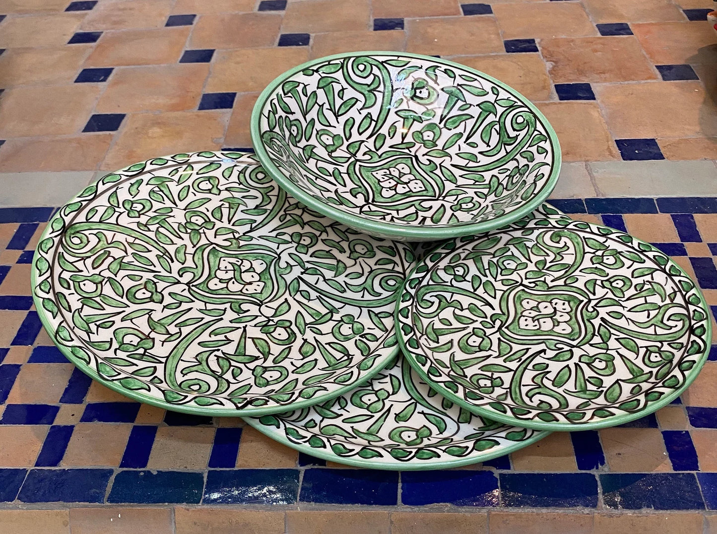 Assiettes en céramique marocaine – Fait main et peint à la main