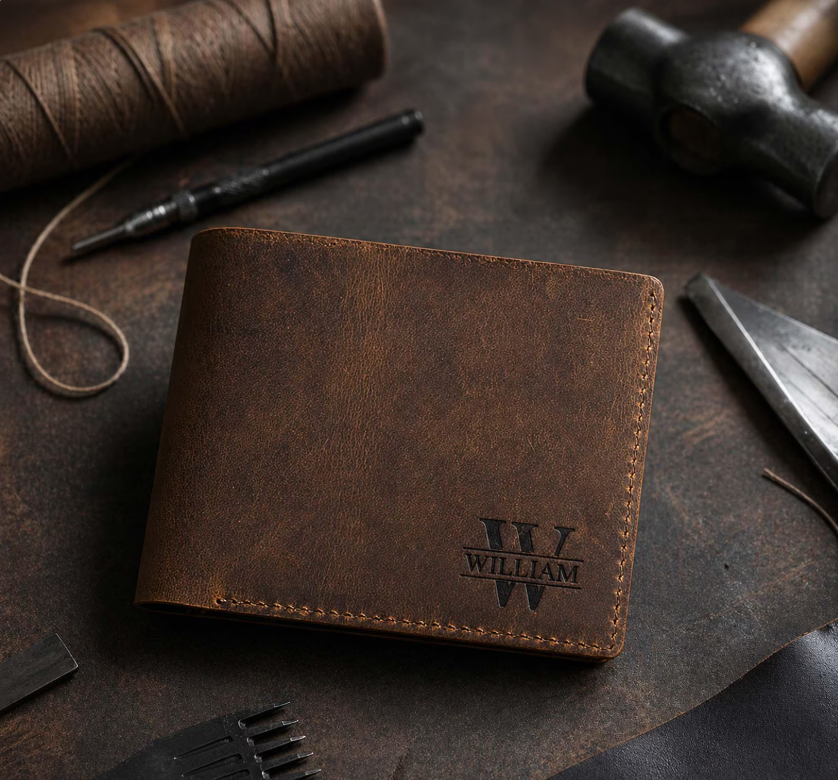 Portefeuille en cuir personnalisé – Gravure sur mesure