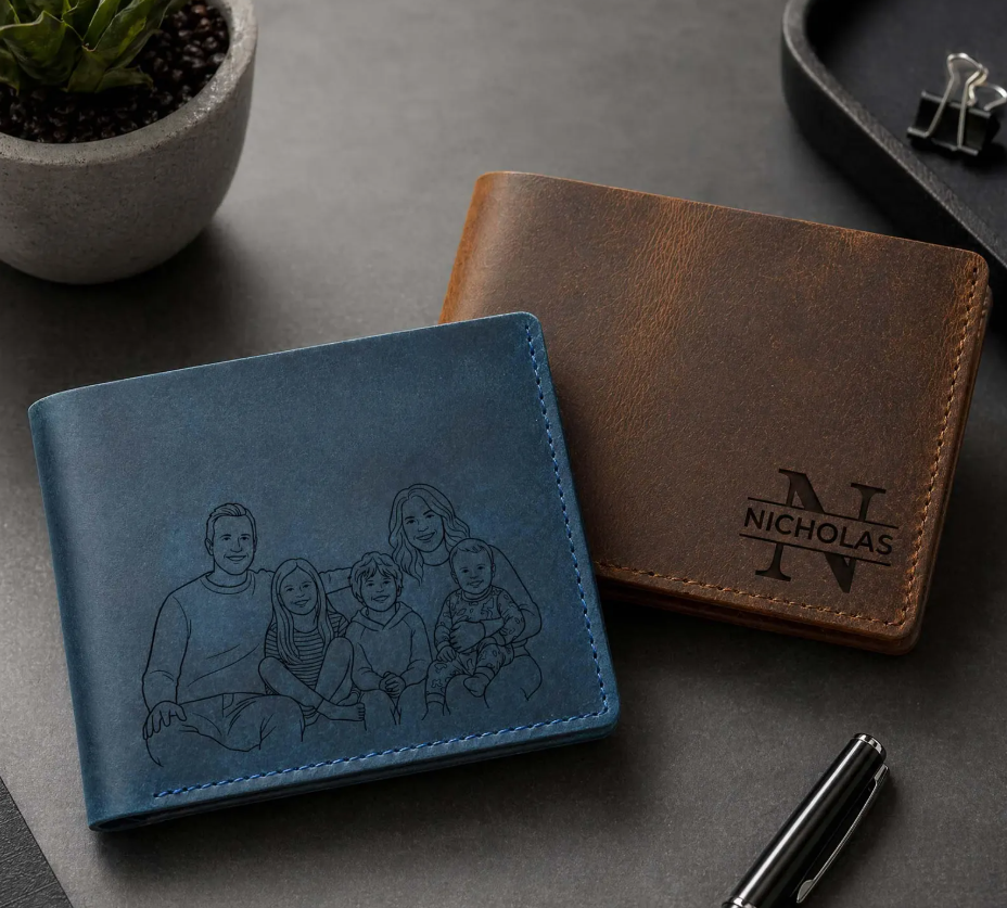 Portefeuille en cuir personnalisé – Gravure sur mesure